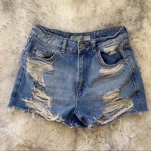 Topshop ripped mom shorts